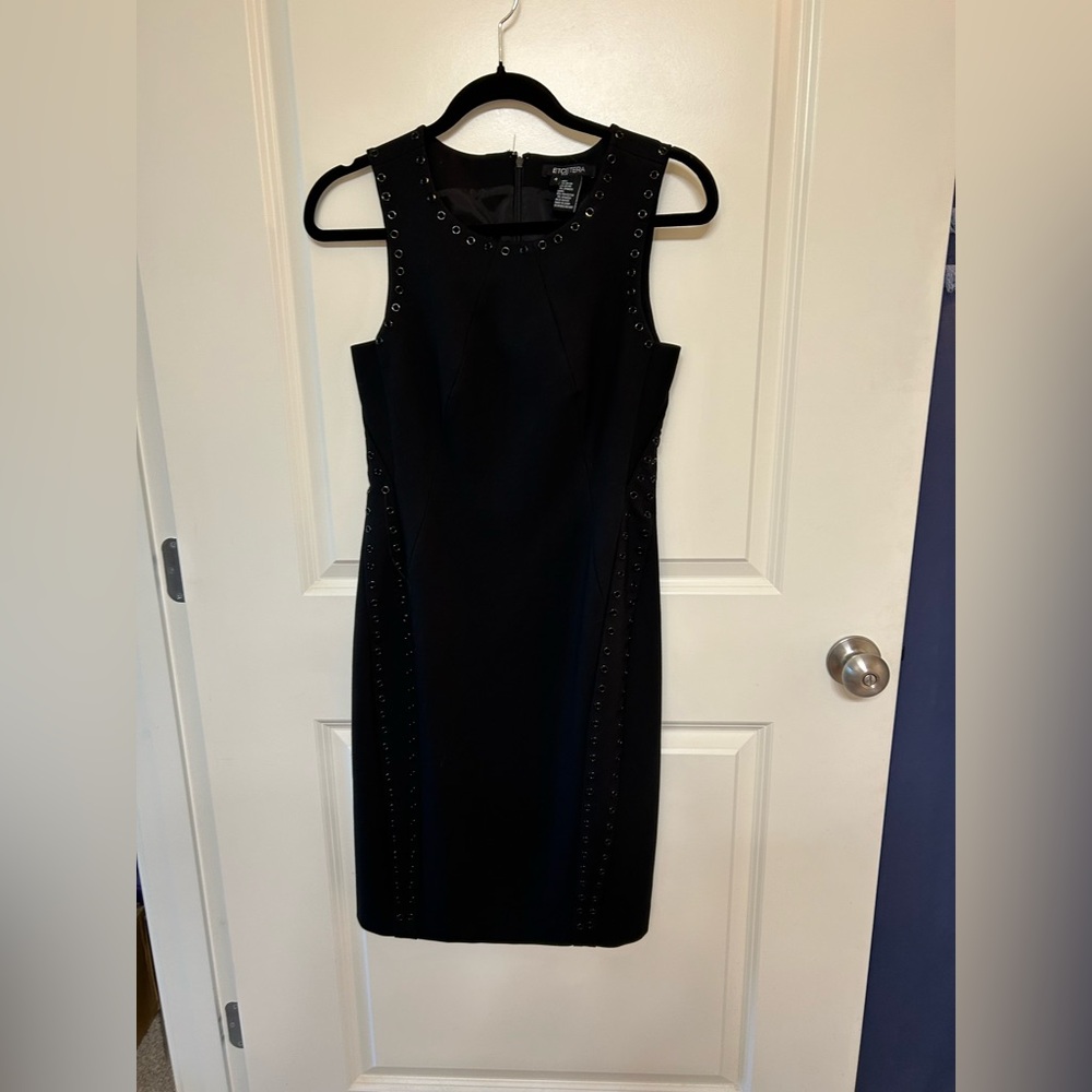 ***JUST DRY CLEANED. Etcetera Black Dress with Grommet Details LIKE NEW***